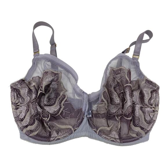 Wacoal Floral Lace Unlined Full Coverage Bra In Purple Women’s Size 32DDD - Picture 1 of 7